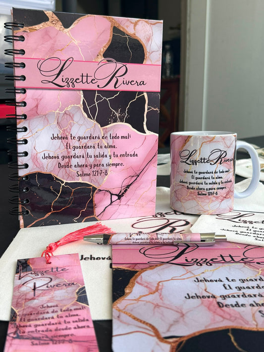 Caja con Propósito Rosa y Negro Marmol